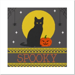 Spooky Black Cat Pumpkin Posters and Art